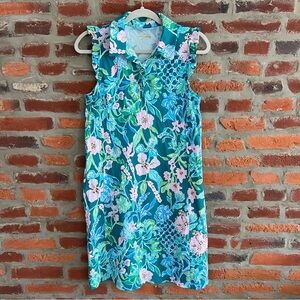 Lily Pulitzer Luxletic Sleeveless Floral Shift Dress in Teal & Pink